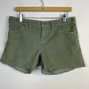 Carve Designs Oahu Stretch Corduroy Cut Off  Frayed Shorts Olive Green womens 8